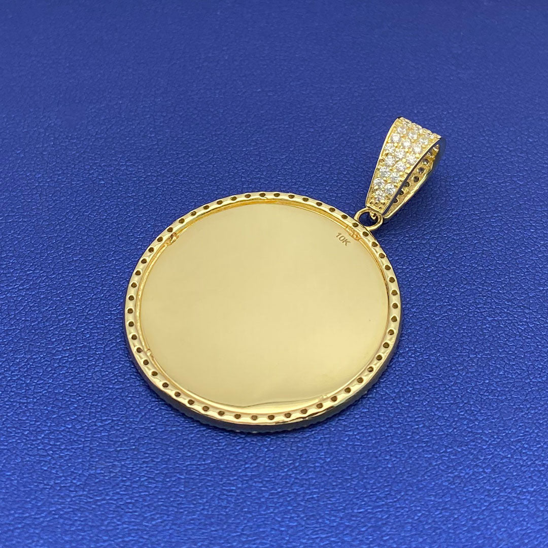 10k CZ Custom Round Picture Pendant M